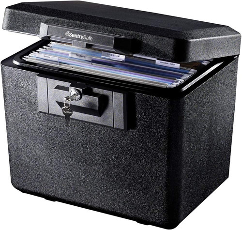 Black fireproof document box - black,
