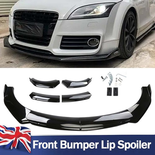 Gloss black front bumper lip - black,