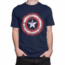 Captain America T-Shirt Adults Mens S-XXL Short Sleeve T-Shirt Tee Navy Blue Red