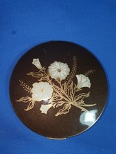 Unused Vintage Stratton Powder Compact 1960s, Bronze Enamel with Flowers