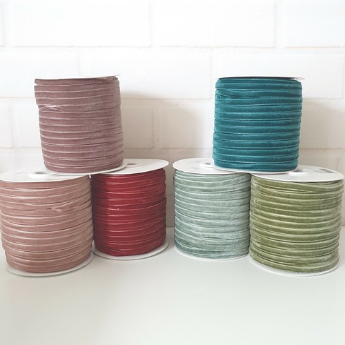 6mm 9mm velvet ribbon sage - 6mm,