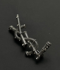 Excellent Vintage Yves Saint Laurent Silver Tone  Brooch With Stones