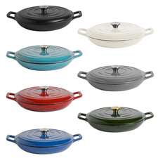 Cast Iron Casserole Dish Enameled Durable Non-Stick Hob Oven Self-Basting Lid