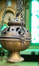 Vintage Brass Triple Chain Censer, Thurible chalice. Catholic Incense Burner 