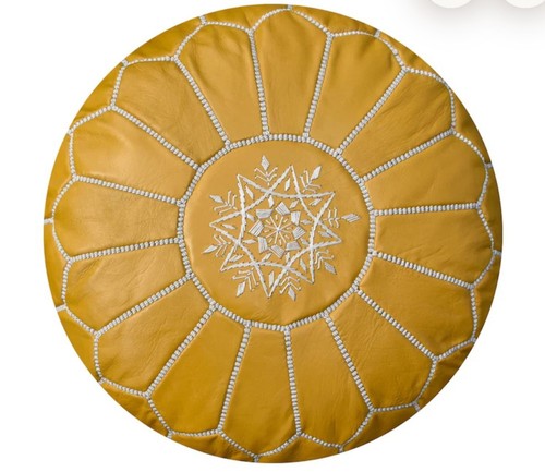 Moroccan leather pouffe - moroccan,