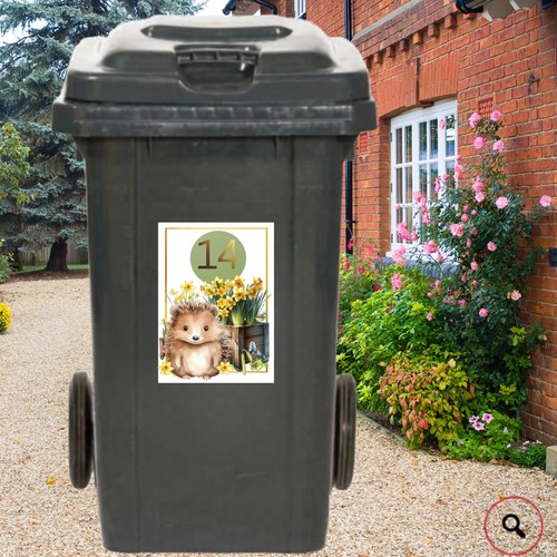 Floral hedgehog wheelie bin - hedgehog,