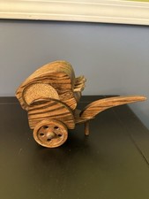 Vtg Apple Coasters Wooden Wheelbarrow Holder Set Of 6 Retro Country Decor