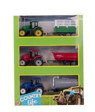 Tractor toy set HTI Country Life Tractors 3 pack Mini tractors & trailers sets