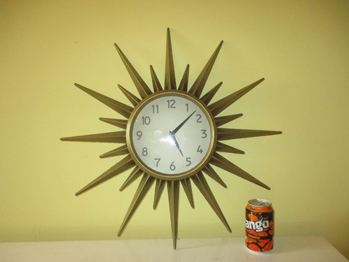Vintage sunburst wall clock - vintage,