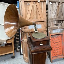 Antique Wooden Horned HMV