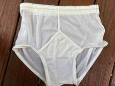 JOCKEY Vintage 100% Nylon Tricot Y-Front Brief. Medium (32-34) Sheer White NWOT
