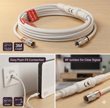 Virgin media Push fit Coax Cable 3M (Isolator RF Type) Female