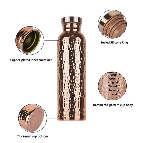 Pure copper water bottle 800ml - pure,
