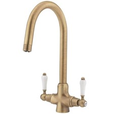 Tre Mercati Little Venice Antique Brass Kitchen Sink Mixer Tap Dual Lever