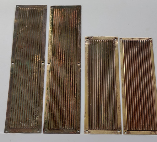 Pair antique brass ribbed - pair,