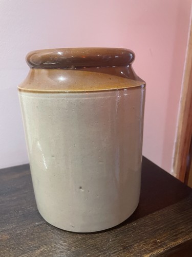 Stoneware crock two tone - stoneware, crock,two