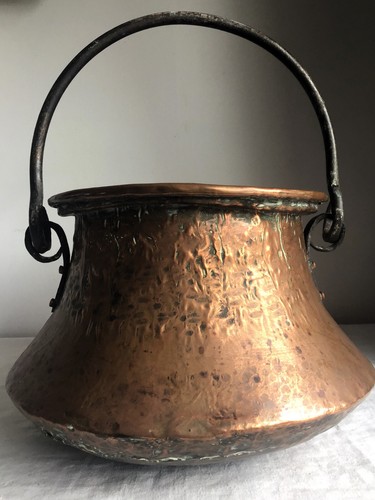 Large french copper cauldron - large,