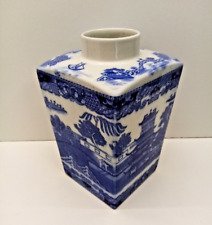 Vintage Ringtons Tea Merchants Blue and White Tea Caddy Vase H19cm , no lid