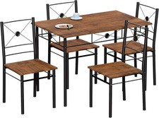 Compact Dark Wood 4-Seater Dining Table Set | Space-Saving Kitchen Furniture