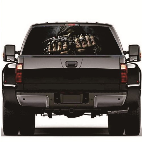 Rear window sticker skull - window,