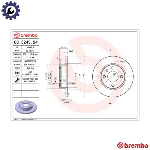 Brake disc 5243 - brake, for