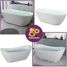 Freestanding Double Ended Bath Acrylic Bathtub Waste & Overflow 1500mm 1700mm