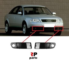 FOR AUDI A6 (C5) 1997 - 1999 NEW FRONT BUMPER FOGLIGHT GRILLE BLACK PAIR SET 