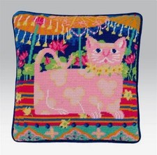 EHRMAN Cat with Parasol SUSANNAH LISLE  tapestry needlepoint kit rare VINTAGE