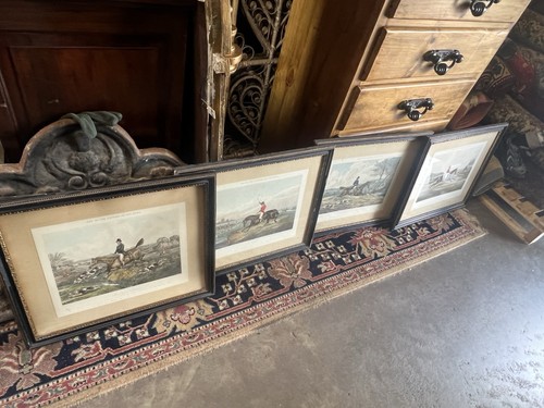 Set antique hunting scene - set, 4