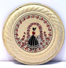 1940’s Painted Silhouette Tin Flue Hole Cover / Cleaning Cap for Cast Iron Stove