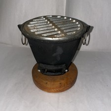 VTG KONRO Type Japanese Mini Hibachi Grill Tabletop Cast Iron Round Grill Japan 