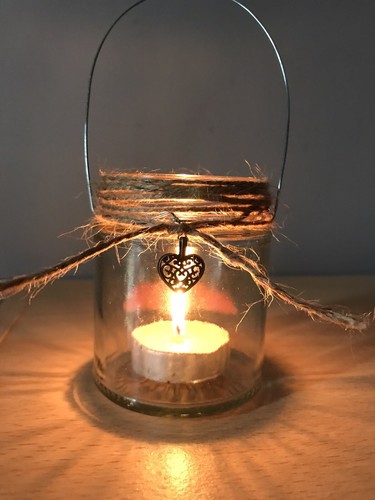 Hanging glass jar heart - , tea