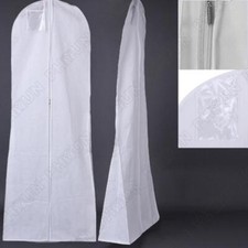 72" x24" White Long Wedding Dress Cover Prom Bridal Gown Garment Storage Zip Bag