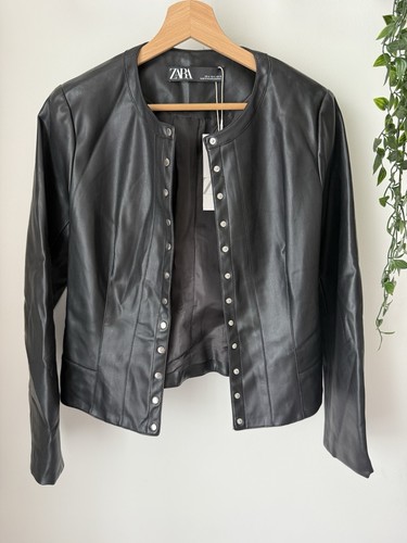 Zara black faux leather - zara, jacket