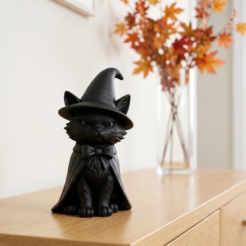 Dark style cat witch figurine - witch,
