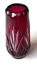 Bohemian Cranberry Ruby Red Crystal Cut Vase