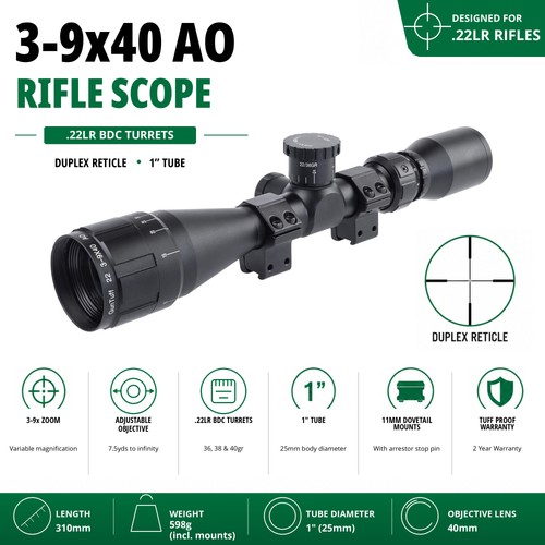 9x40 rifle scope - ao, .22lr