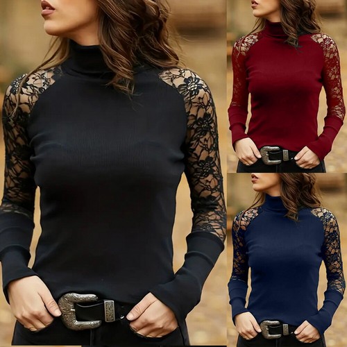 Women lace long sleeve blouse - long,
