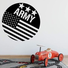 Army American Flag Wall Sticker Art Decal for Boys Girls Room Bedroom Decal