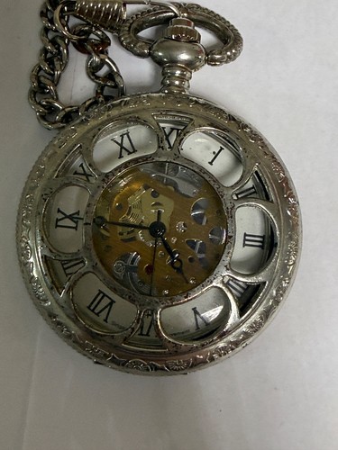 Vintage skeleton pocket watch - pocket,