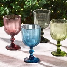 SET OF 2 4 WINE GLASS GOBLETS