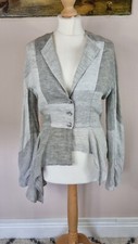 Grey, IVAN GRUNDAHL, Linen Sleeve, Pattern Jacket Asymmetric, SIZE EURO 36 UK 8