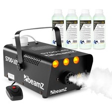 Beamz Smoke Machine with Flame Effect Lighting & 250ml Fog Fluids Party Package