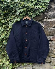 Ink Blue French Moleskin Chore Jacket Made In England - S M L XL 2XL 3XL