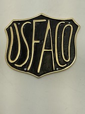 Firetruck Emblem USFACO United States Fire Apparatus Company Nameplate Brass