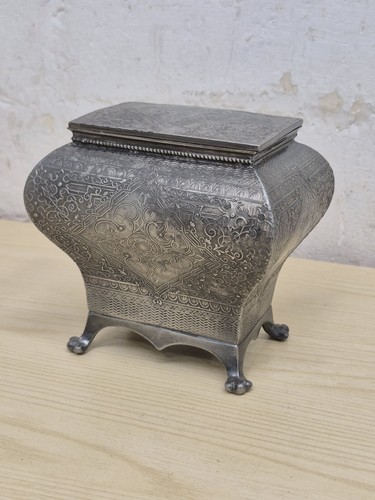 Antique pewter tea caddy box - tea,