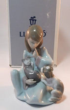 Lladro 5 1/2" Young Girl Cat &