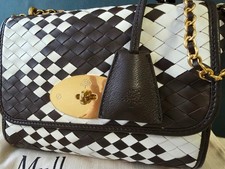 Mulberry Small Lily Handbag Ebony-White Woven 