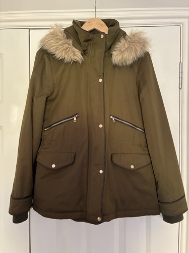 Zara hooded coat khaki - zara,