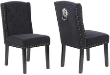 2 x Black Velvet Dining Chairs